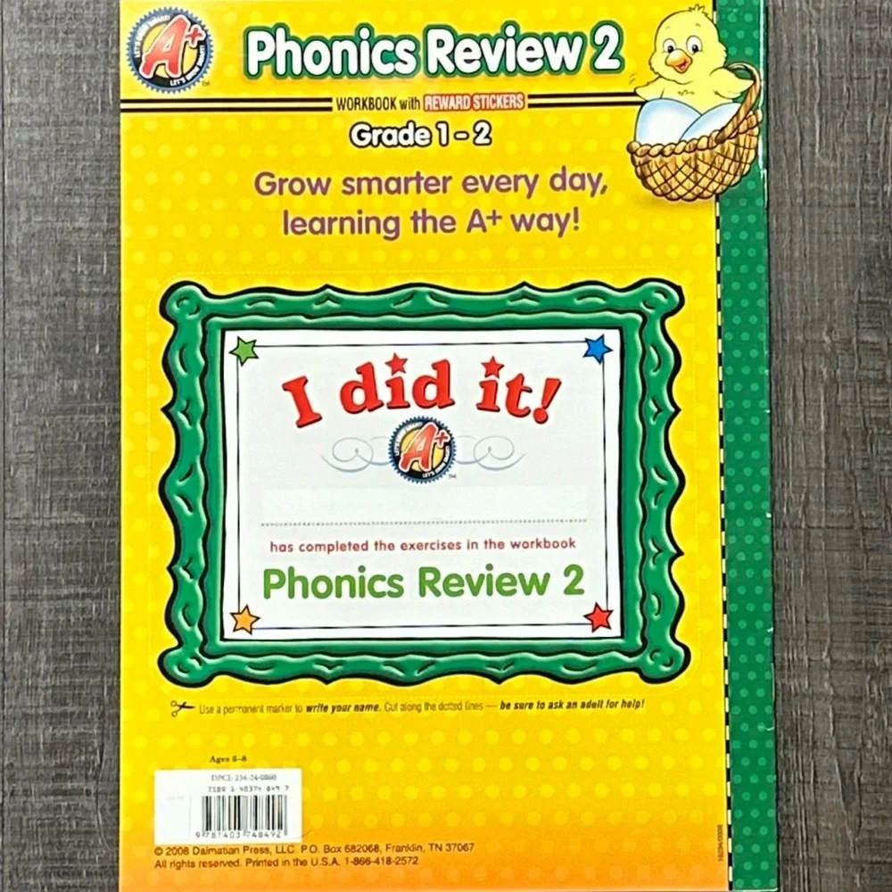 💞 New 1st & 2nd Grade Phonics Review 2 Educational English Workbook